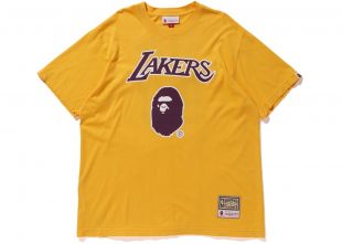 BAPE x Mitchell & Ness Lakers Tee Yellow