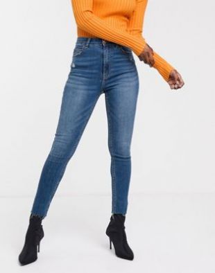 Bershka - Jean à taille ultra haute - Bleu foncé | ASOS