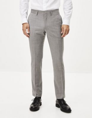Pantalon PLANE slim laine mélangée tissu infroissable