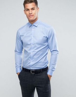 Selected Homme - Chemise habillée ajustée facile à repasser - Bleu clair | ASOS
