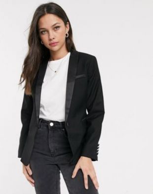 New Look - Blazer de costume style smoking - Noir | ASOS