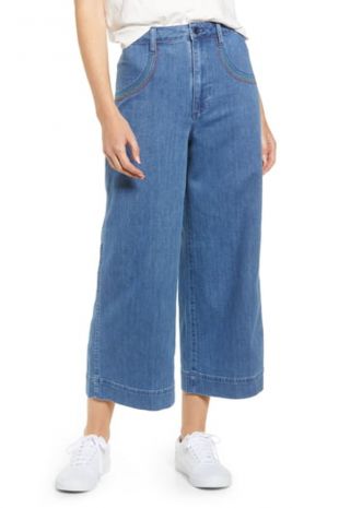 Rainbow Stitched Emmett Wide Leg Crop Jeans