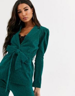 Rare - London - Blazer à effet scintillant et liens noués à la taille (ensemble) | ASOS