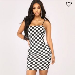 White & Black Checkered Mini Dress