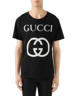 Gucci - T-Shirt Gucci Noir avec logo blanc