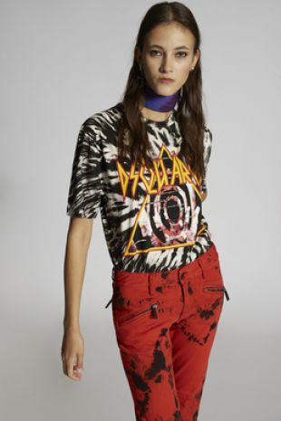 Dsquared2 Tie Dye T Shirt Noir - t Shirts Manches Courtes pour Femme - Boutique en ligne officielle