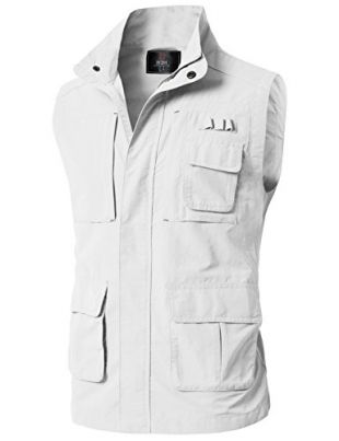 H2H Mens Simple Way Casual Work Utility Hunting Travels Sports Vest with Multiple Pockets OFFWHITE US S/Asia M (KMOV0152)