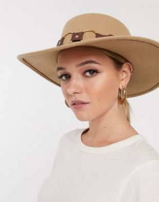 ASOS DESIGN - Matador - Canotier en feutre avec bande à anneaux multiples et tour de tête ajustable - Fauve | ASOS