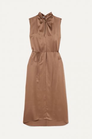 Knotted silk-satin dress