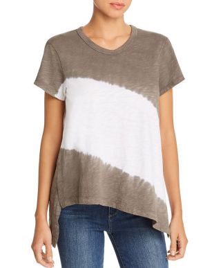 Shrunken Asymmetric Tie-dye Tee In Washed Black