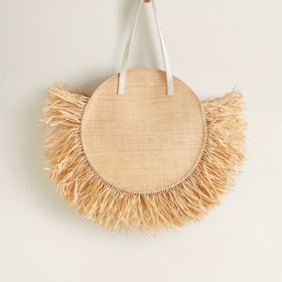 Large Round Raf­fia Bag