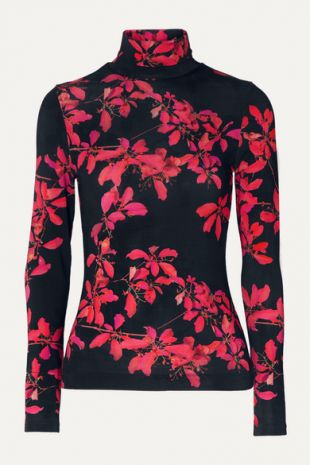 Hasker floral-print stretch-jersey turtleneck top