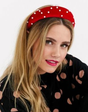 Pieces - Bandeau en velours orné de perles | ASOS