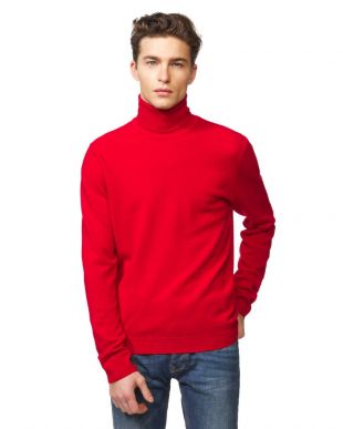 Pull col montant 100% laine vierge - Rouge