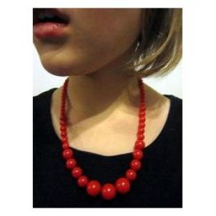 Collier grosses perles rouges