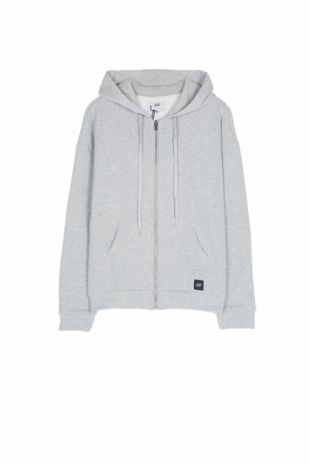 Sweat capuche large zippé gris clair