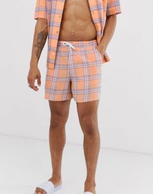 ASOS Design - Short d'ensemble court ajusté à carreaux - Orange | ASOS