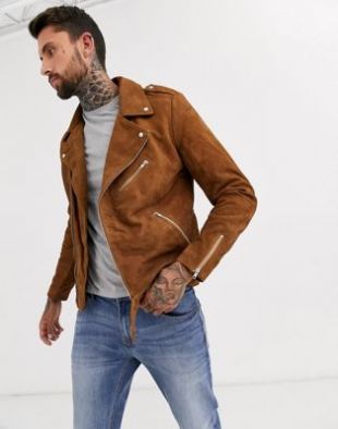 ASOS DESIGN - ASOS DESIGN suede biker jacket in tan | ASOS