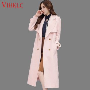 €45.31 54% de réduction|Printemps nouveau rose Femme Oversize Trench Coat 2017 décontracté simple boutonnage coton col rabattu Trench Femme Outwear A549-in Trench from Mode Femme et Accessoires on AliExpress