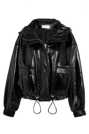 Wanda Nylon - Veste en vinyle texturé à capuche