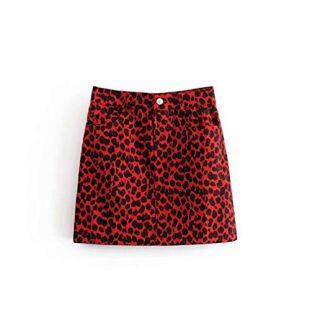 Womens Blue/Yellow/Red Sexy Animal Leopard Print Mini Skirt