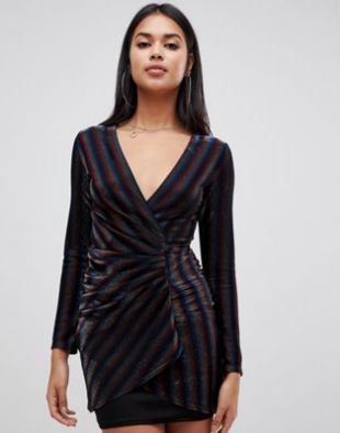 Rainbow Wrap Front Mini Dress