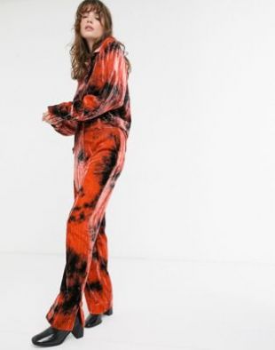 & Other Stories velvet tie-dye trousers in orange | ASOS