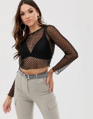 ASOS DESIGN - Top court en tulle plumetis - Noir | ASOS