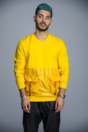 SWEAT À POCHE ÉLASTIQUE - JAUNE
