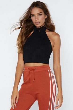 Ribbed Halter Neck Crop Top