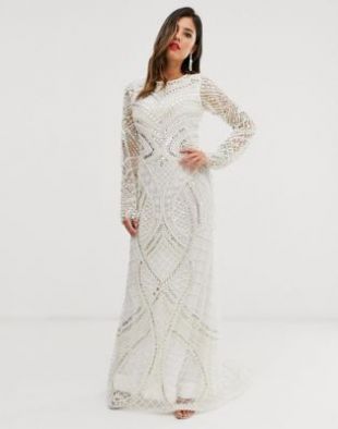 A Star Is Born - Robe de mariée longue ornée - Ivoire | ASOS