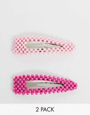 My Accessories London - Lot de 2 barrettes oversize ornées de perles - Rose - Exclusivité | ASOS