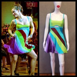FABRIQUÉ sur commande « 13 going on 30 » robe d’inspiration multicolore