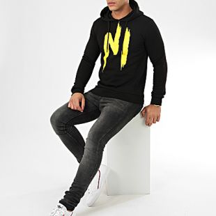Ninho - Sweat Capuche H001 Noir Jaune - LaBoutiqueOfficielle.com