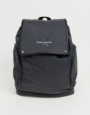 Calvin Klein Jeans monogram logo backpack in grey | ASOS