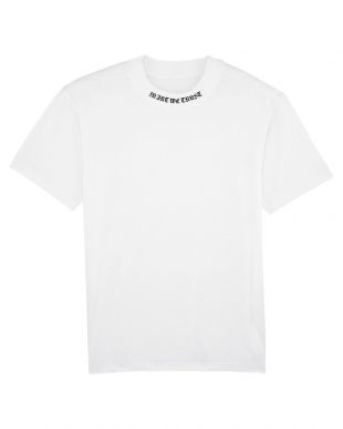 in art we trust - T-shirt avec logo gothique sur gros col