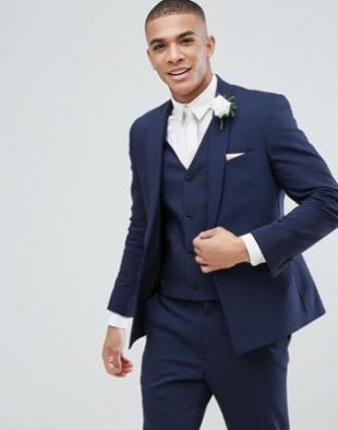 ASOS WEDDING - Veste de costume ajustée à ourlet droit - Bleu marine | ASOS