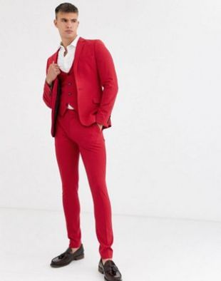 ASOS DESIGN - Costume super ajusté - Rouge vif | ASOS