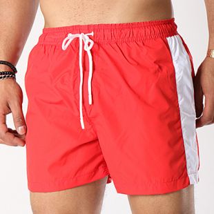 Brave Soul - Short De Bain Avec Bandes Charles Rouge Blanc - LaBoutiqueOfficielle.com