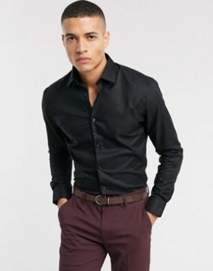 Selected Homme - Chemise habillée coupe slim facile à repasser - Noir | ASOS