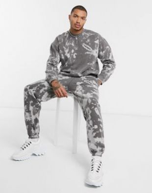 Mennace tie dye jogger with print in grey | ASOS