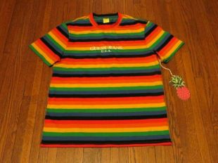 Guess Jeans Sean Wotherspoon Farmers Market Rainbow Striped T-Shirt sz L for sale online