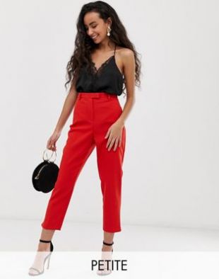 Miss Selfridge Petite - Pantalon cigarette - Rouge | ASOS