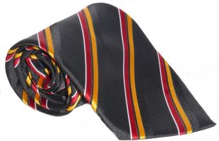 100% Silk Tie / Men's Necktie   Black With Red & Yellow Diagonal Stripe Pattern | eBay