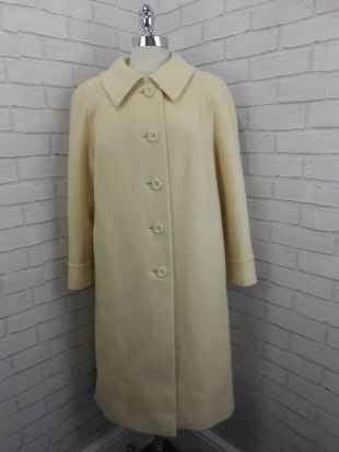 Vintage 1960s Ladies Long Ivory White Cream Retro Pure New Wool Over Coat 14/16 | eBay