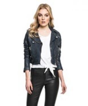 Lamarque Ciara Leather Cropped Biker Jacket | Bluefly.Com