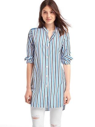 Stripe band collar tunic | Gap