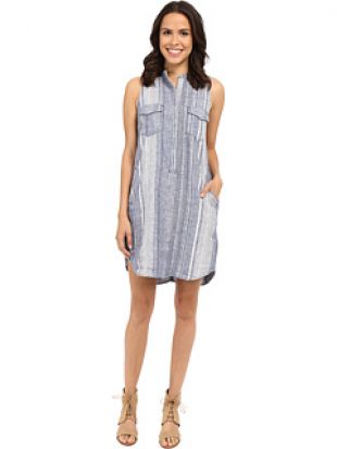 Blank NYC Striped Sleeveless Linen Dress in Out Of Spite