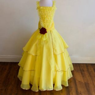 New Belle 2017 inspired Beauty and The Beast Dress with FREE Rose Clip, Age 6 yrs up to 12yrs