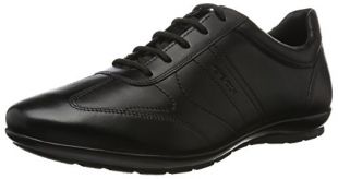 Geox UOMO Symbol B, Zapatos de Cordones Oxford para Hombre, Negro, 45 EU